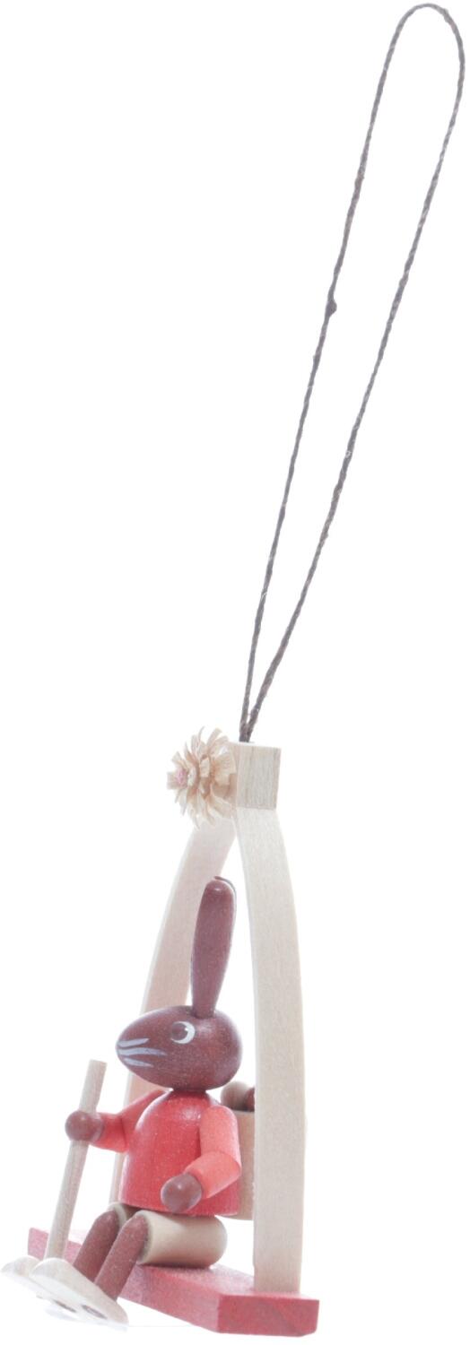 Strauchbehang – detailverliebter Osterhase mit Ei und Korb, naturfarben – H = 6,5 cm