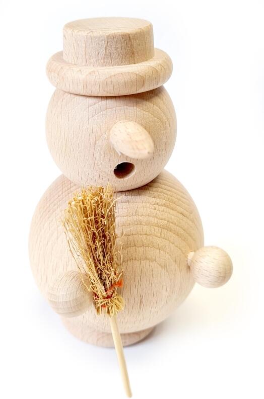 Räuchermann – toller Schneemann mit Besen, Mütze und Schal als Bastelset – BxHxT 8,5 x 13 x 8,5 cm