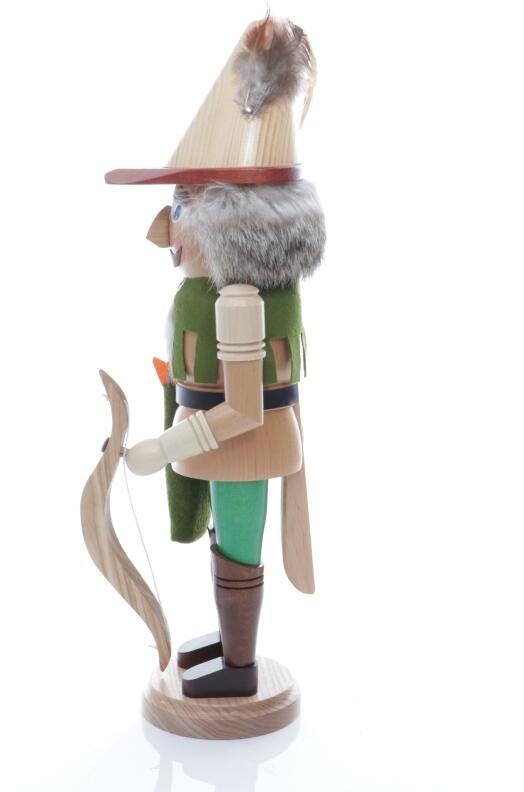 Weihnachtsfigur - Nußknacker Robin Hood mit Pfeil & Bogen - Ansicht Links - Kann richtige Nüsse