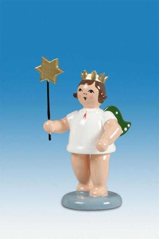Holzfigur Engel mit Stern ohne Krone Höhe 6cm