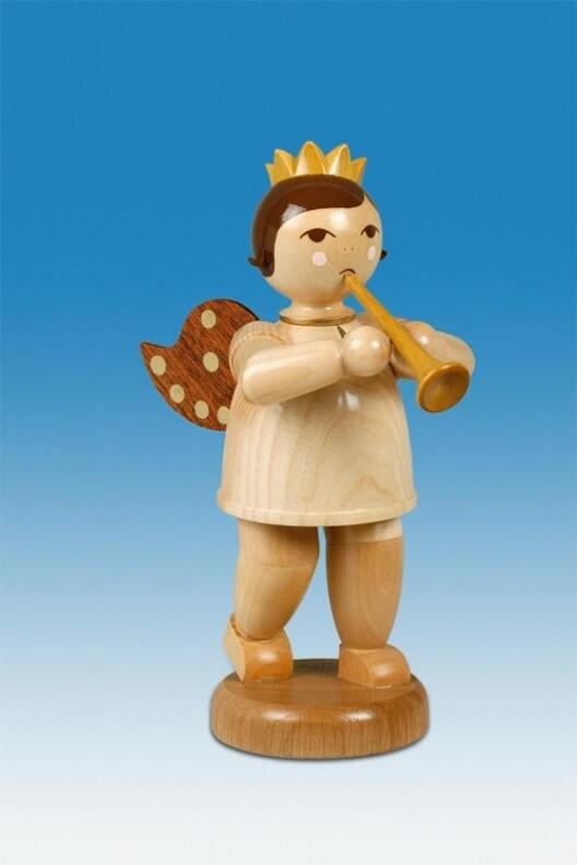 Holzfigur Engel mit Trompete ohne Krone Höhe 22cm