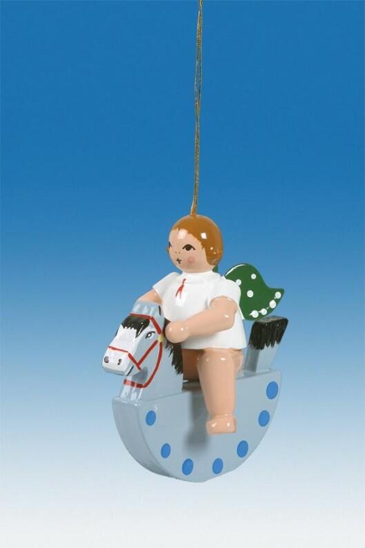 Baumbehang Engel auf Schaukelpferd ohne Krone Höhe ca. 6cm