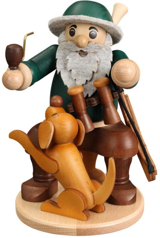 Räucherfigur - Förster mit Hund farbig - Höhe 20cm