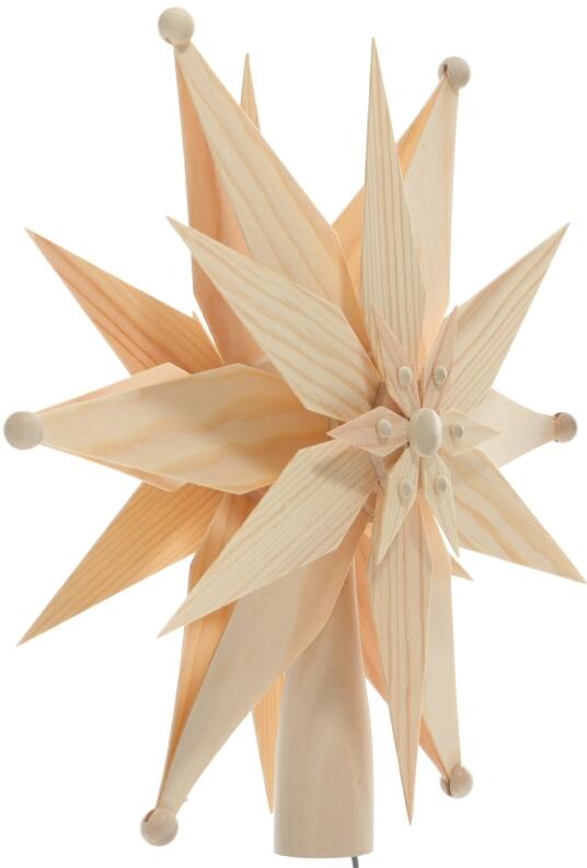 Christbaumspitze elektr. beleuchtet doppelt aus Kiefernblätter Natur - Ansicht Rechts - Hergestellt