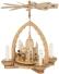 Pyramide – detailreiche Frauenkirche mit drehenden Kurrendefiguren, naturfarbene Holzpyramide aus