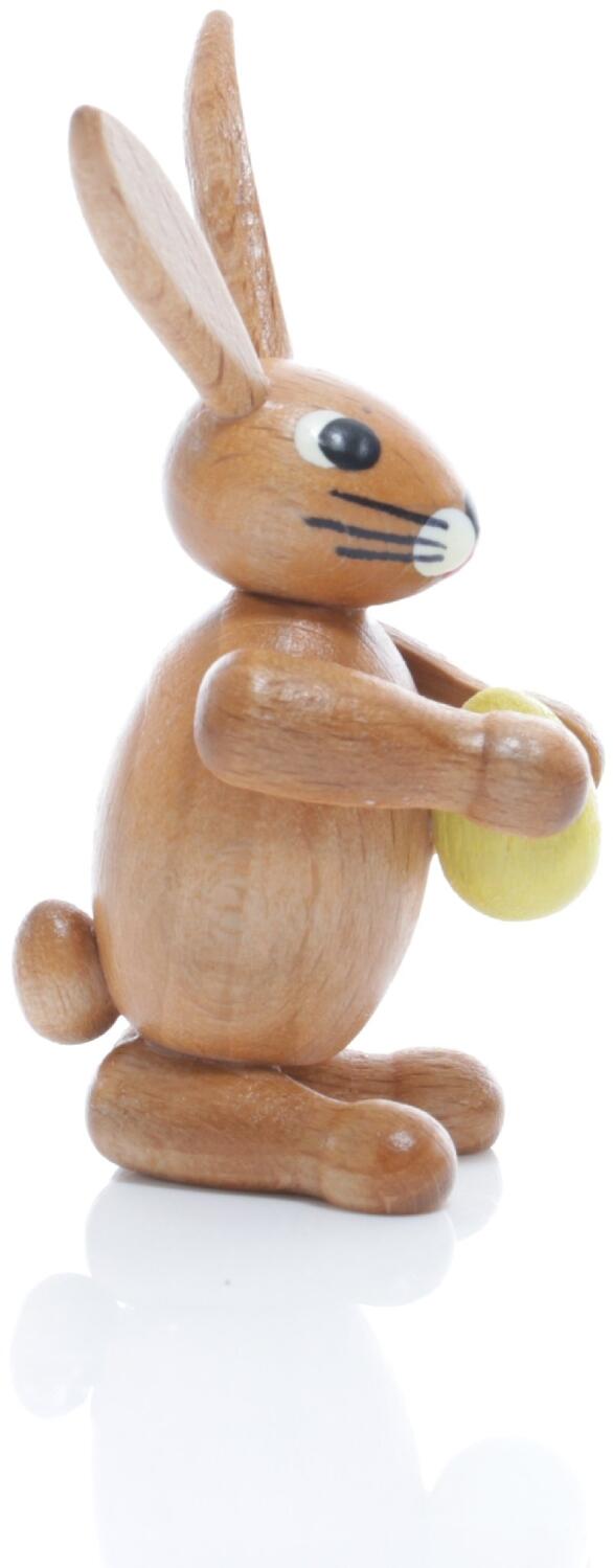 Osterfigur - Osterhase mit gelbem Osterei - BxHxT ca 2,5x6,5x3,5cm