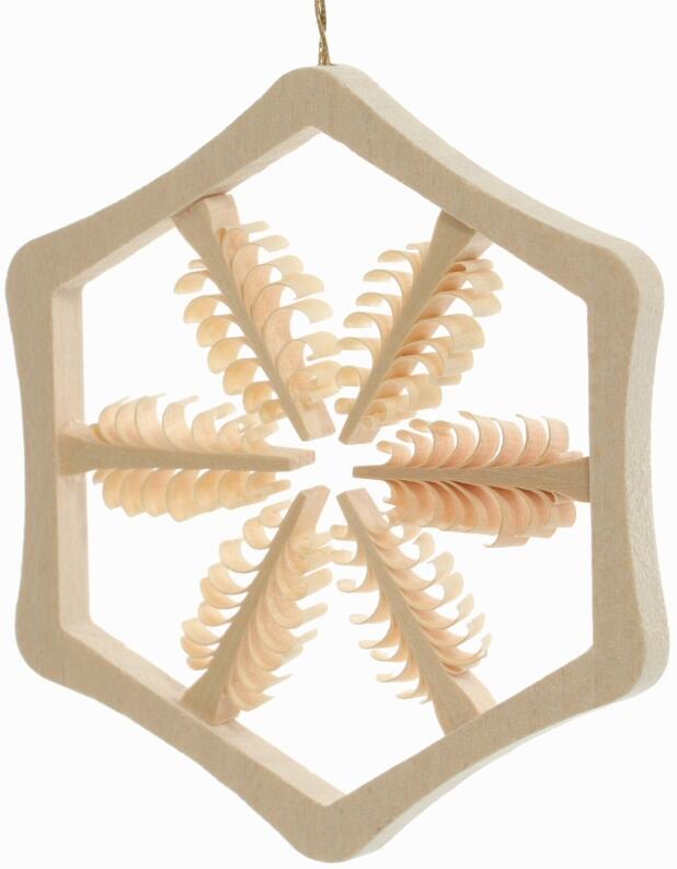 Christbaumschmuck - Spanstern mit 6 Bäumchen - Anscicht 2 - mit Handgestochenen Bäumchen