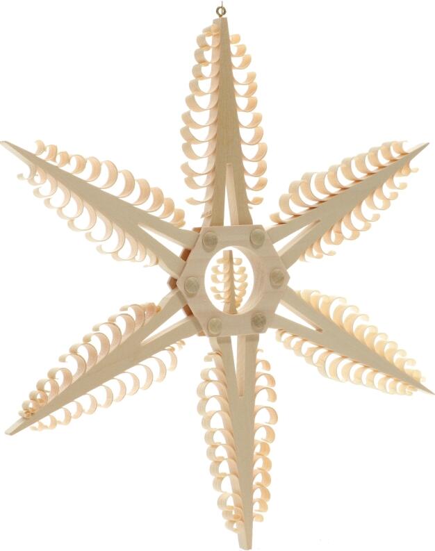 Spanstern mit 1 gestochenem kleinen Baum Mittig - Ansicht Vorne- Hergestellt im Erzgebirge