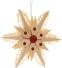 Christbaumschmuck – filigraner Spanstern mit Kiefernholzsegmenten und roten Punkten, naturbelassenes