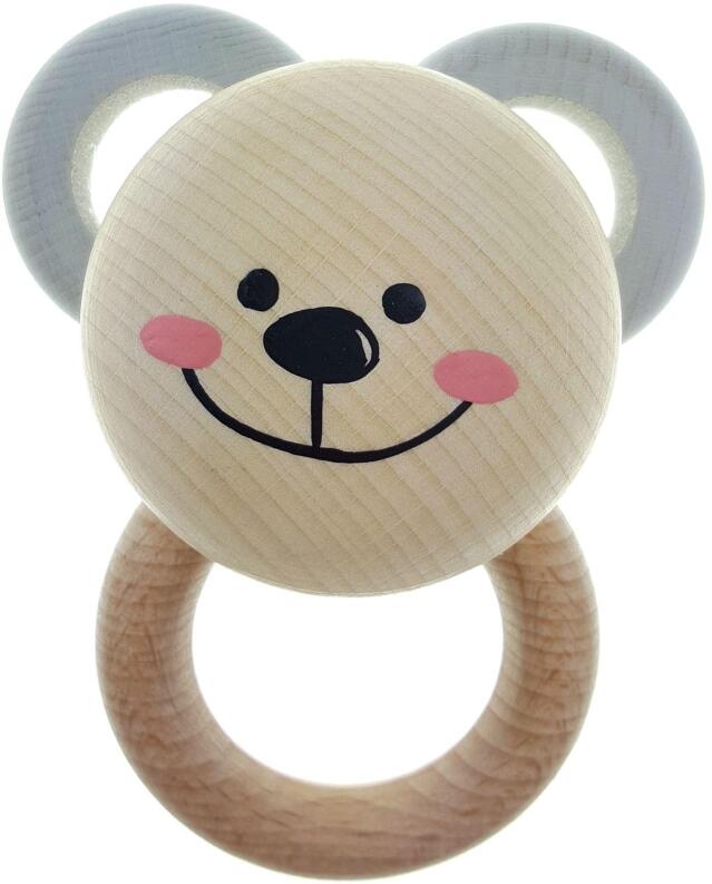 Babyspielzeug – tolle Rassel mit bunten Ringen und Bärengesicht – BxHxT 8 x 10 x 4.5 cm