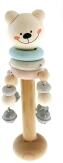 Holzspielzeug – farbenfroher Schellenstab mit niedlichem Bärendesign – BxHxT 6 x 18 x 6 cm
