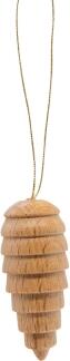 Baumbehang – schlichter Tannenzapfen aus naturfarbenem Holz, handgefertigt – BxHxT = 2 x 4,5 x 2 cm