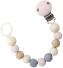 Schnullerkette – mit liebevollen Holzkugeln und Ringen in Natur und Rosa mit Metallclip – BxHxT 3 x 
