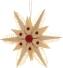 Christbaumschmuck – filigraner Spanstern mit Kiefernholzsegmenten und roten Punkten, naturbelassenes