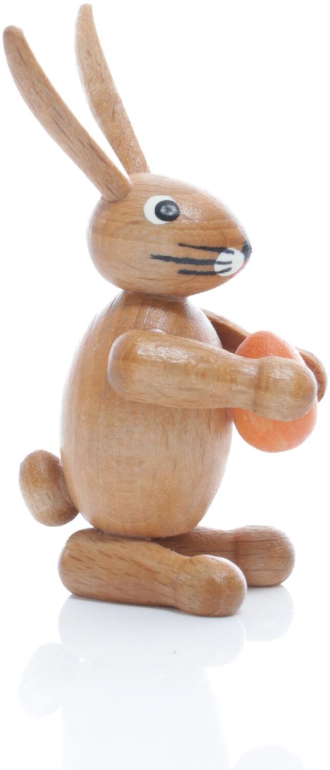 Osterfigur - Osterhase mit orangem Osterei - BxHxT ca 2,5x6,5x3,5cm