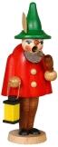 Räuchermann – detailreicher Wichtel mit Pfeife und Laterne, roter Mantel, grüner Hut – BxHxT = 4 x