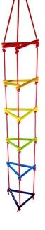 Schaukelspielzeug – stabile Dreiecks-Strickleiter mit Metallring aus Holz – BxLxH 25 x 280 x 245 cm