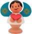 Miniaturfigur Sternengel mit Herzgeschenk aus Holz von Spielwarenmacher Günther, kleine Engelfigur