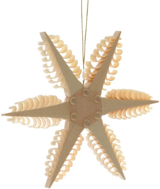 Christbaumschmuck - Spanstern aus 6 gleichgroßen Bäumchen mit Punkte (Beidseitig) - Ansicht 1 -