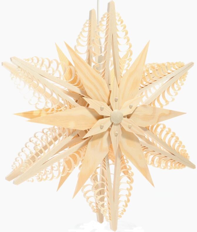 Spanstern doppelt el. Beleuchtet - Mittig sind 2 Sterne - Ansicht Vorne - Hergestellt im Erzgebirge