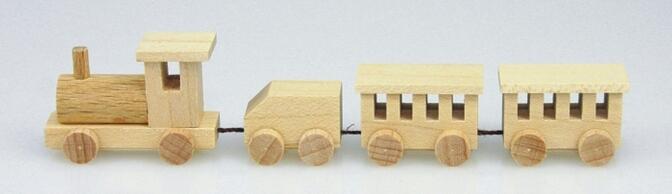 Holzspielzeug Holzeisenbahn mit 3 Wagons natur BxH 11x2,5xcm