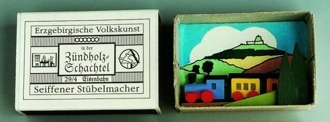 Miniaturzündholzschachtel Eisenbahn BxH 5x4 cm