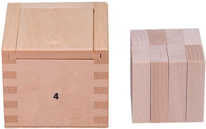 Holzspielzeug Gabe 4 Fröbelspiel 8 Quader (50 x 25 x 12,5 mm) LxBxH 72x72x66mm