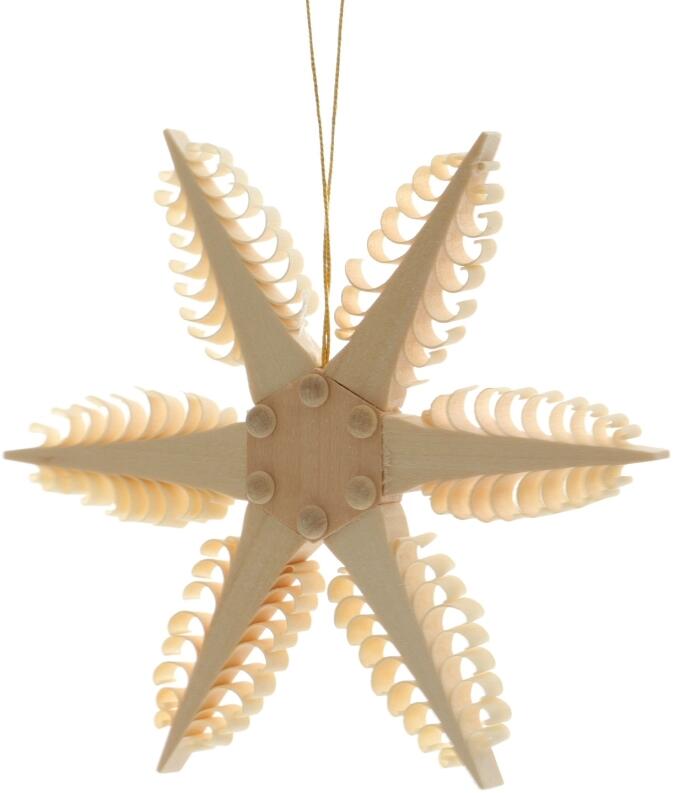 Christbaumschmuck - Spanstern aus 6 gleichgroßen Bäumchen mit Punkte (Beidseitig) - Ansicht 2 - Von