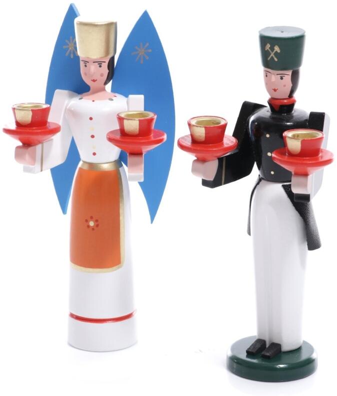 Weihnachtsfiguren - Engel rote Flügel und Bergmann für Puppenlichte Bunt - Ansicht 2 Super Als