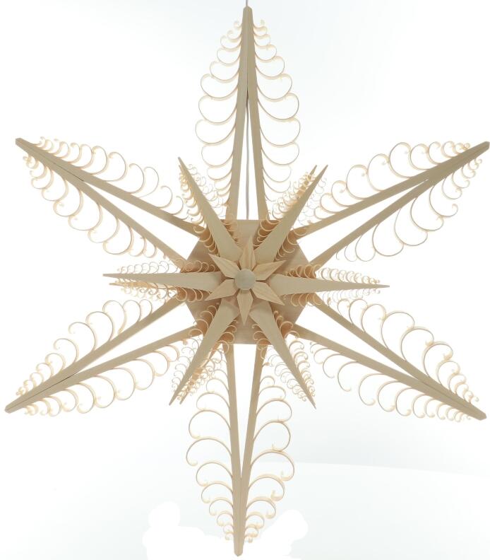 Spanstern Natur el. Beleuchtet LED Mitte mit Sterne (beidseitig) - Ansicht Hinten - Mit LED