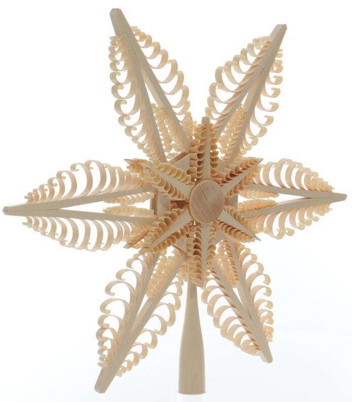 Baumschmuck -Christbaumspitze Mittig Stern aus 6 Bäumchen - Ansicht Links - Hergestellt im