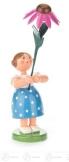 Blumenmädchen – frühlingshaft mit Sonnenhut und leuchtender Blume, bunt bemalt – H = 10 cm