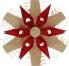 Spanstern Mitte mit rotem Holzstern - Ansicht Detail