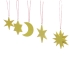 Baumbehang - 4 verschiedene Sterne und der Mond in Gelb zum Hängen - Ansicht Links - Fadenlänge ca
