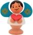 Miniaturfigur Sternengel mit Herzgeschenk aus Holz von Spielwarenmacher Günther, kleine Engelfigur