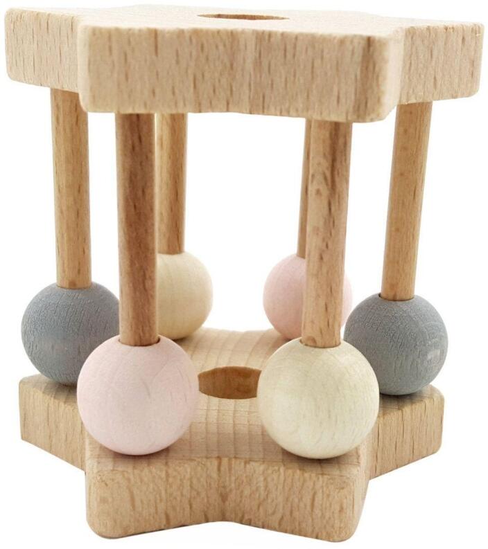 Babyspielzeug – liebevoll gestaltete Sternrassel mit bunten Klapperkugeln – BxHxT 7x6, x7 cm