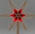 Christbaumspitze Spanstern el. Beleuchtet Mittig mit Holzstern Rot - Ansicht Beleuchtet - strahlt