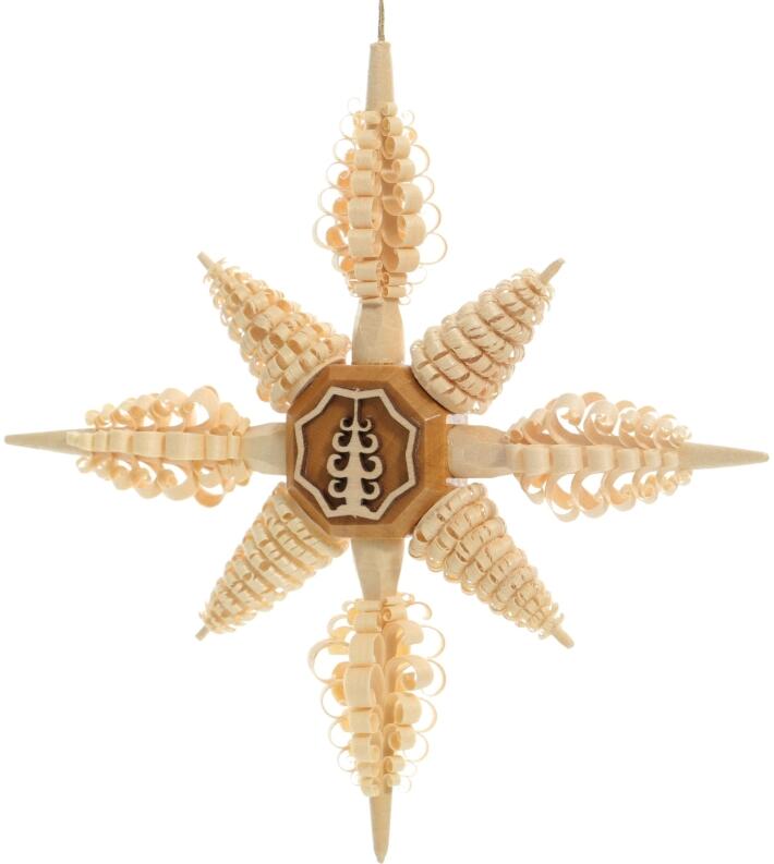 Christbaumschmuck - Spanstern mit Ringel- und Spanbäume - Ansicht Rechts - Bringt durch das