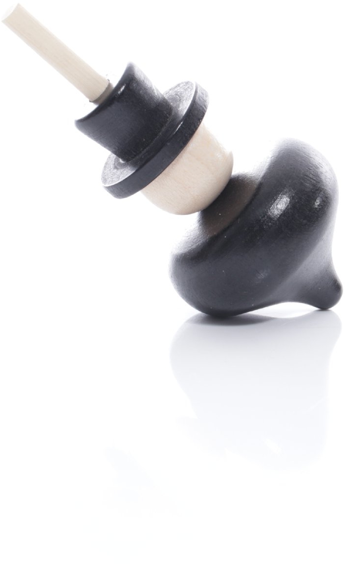 Holzspielzeug - Schwarzer Tischkreisel Essenkehrer mit Gesicht und Zylinder - BxHxT 3x7x3cm