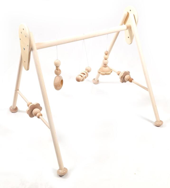 Babyspielgerät – Holztrapez mit tollen Holzelementen naturfarben – BxHxT 62 x 54 x 57 cm