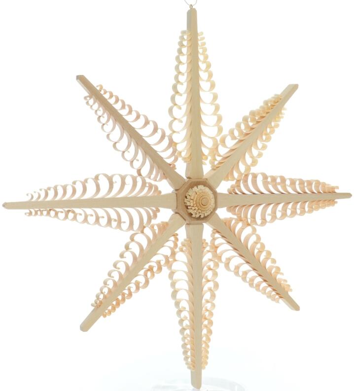 Fensterschmuck - Spanstern mit 8 Bäumchen - Mitte mit Rosette Beidseitig - Ansicht Links -