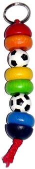 Schlüsselanhänger – bunter Fußball mit fröhlichen Holzperlen aus Buchenholz – BxHxT 1,6 x 8,5 x 1,6 