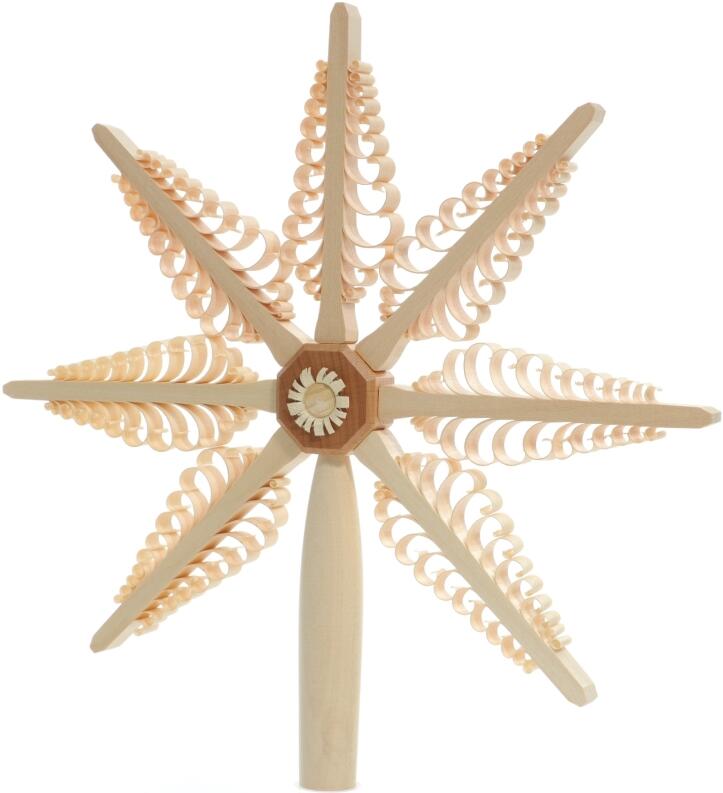 Christbaumschmuck - Christbaumspitze Spanstern mit 7 Bäumchen - Ansicht Rechts - Filigran gestochene