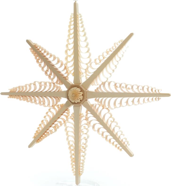 Fensterschmuck - Spanstern mit 8 Bäumchen - Mitte mit Rosette Beidseitig - Ansicht Rechts - Aus