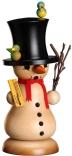 Räucherfigur – detailreicher Schneemann mit Zylinder, Pfeife und Vögeln, naturfarben – BxHxT = 7,5 x