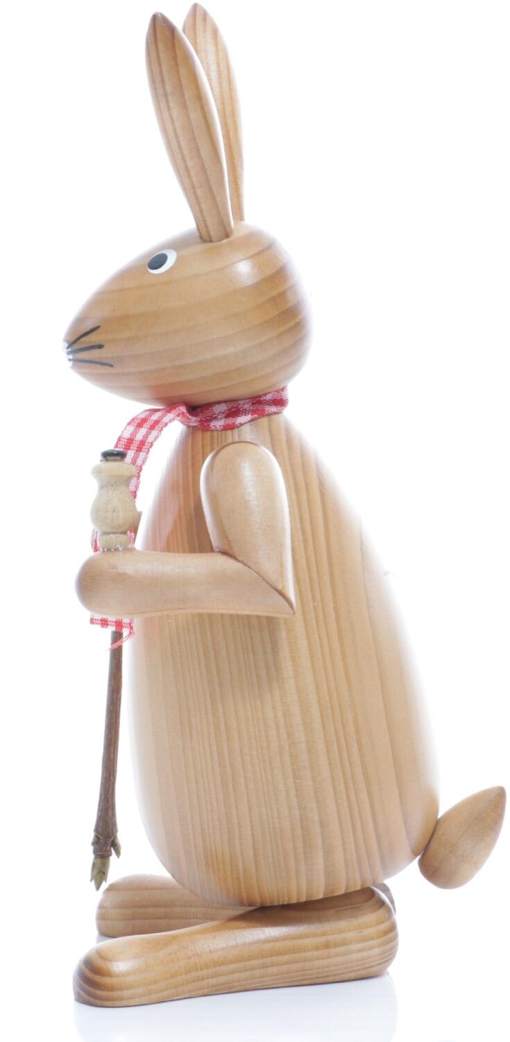 Osterfigur - Osterhase Wanderer mit Pfeiffe und Wanderstock - natur - BxHxT ca. 9x20x9cm
