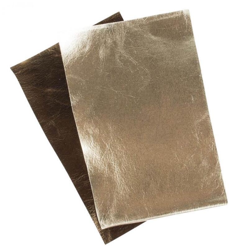 Bastelzubehör – schimmernde Metallic Kunstleder-Zuschnitte in Kaschmir und Gold, zeitlos – Maße 9,5 