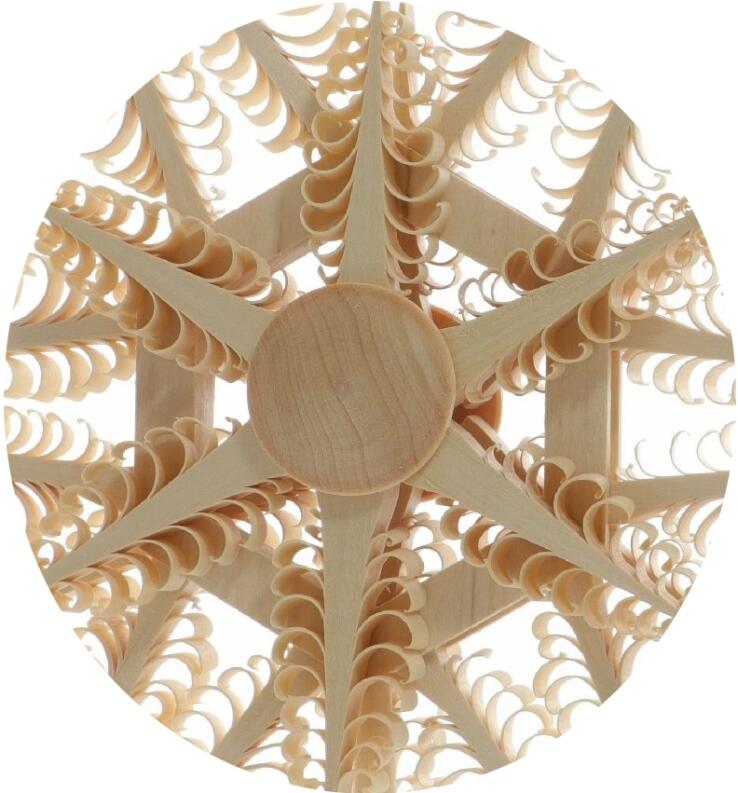 Baumschmuck -Christbaumspitze Mittig Stern aus 6 Bäumchen - Ansicht Detail - in der Mitte befindet