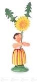 Blumenkind – fröhliches Blumenmädchen mit Löwenzahn, bunt bemalt – H = 11,5 cm