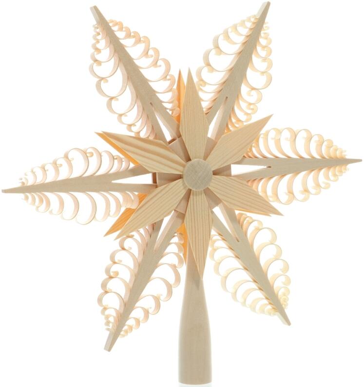 Christbaumspitze - Spanstern und in der Mitte mit Kiefernstern - Ansicht Vorne - Hergestellt im
